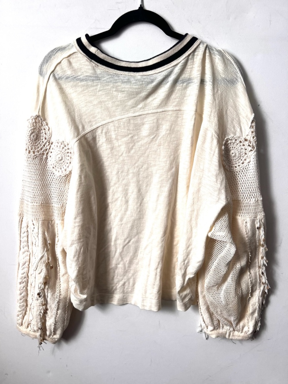 FREE PEOPLE Marrakech white crochet lace knit Medium m - Picture 5 of 8